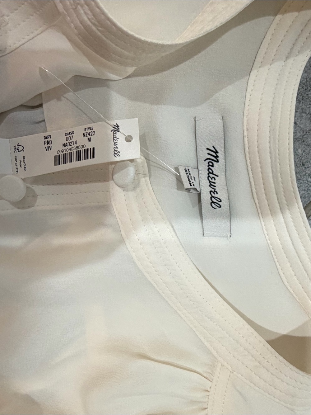 Madewell Women's Cream blouse